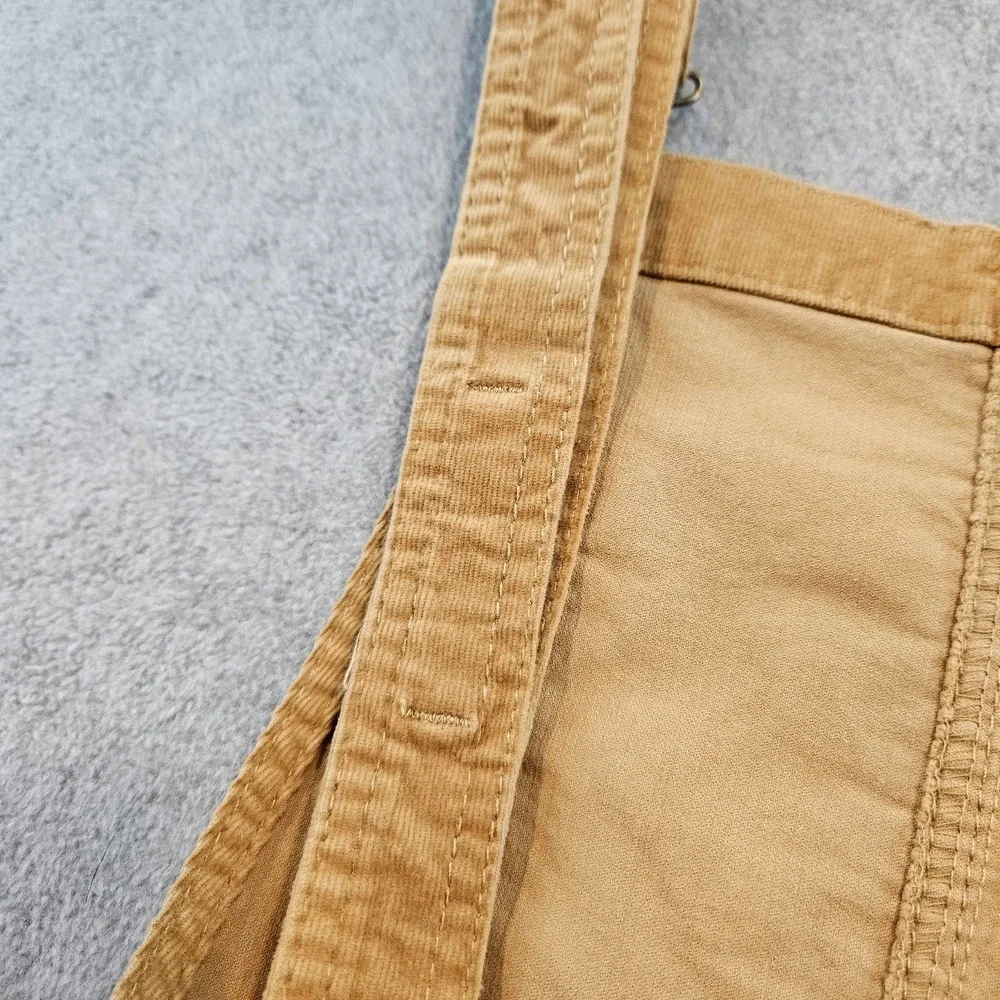 WallFlower Womens Corduroy Overalls Camel Tan Slim Leg Bib Dungarees L